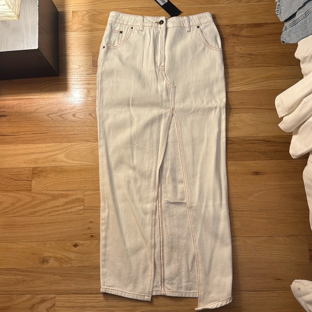 White maxi Jean skirt